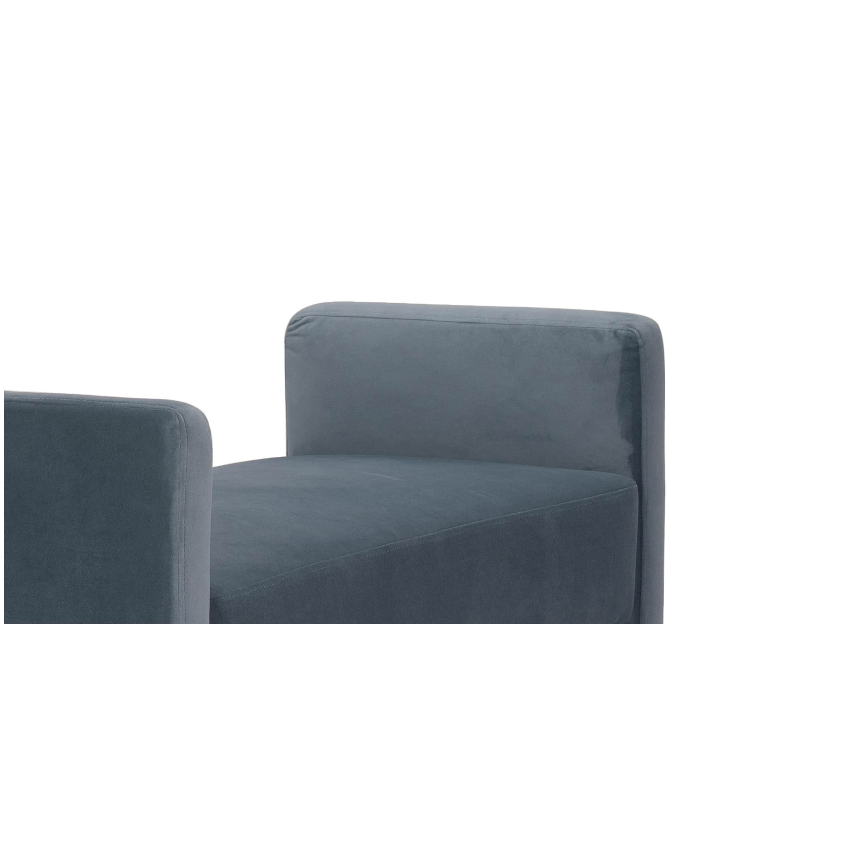 Blue Velvet Upholstered Tufted Bench With Gold Finished Legs - rear_view