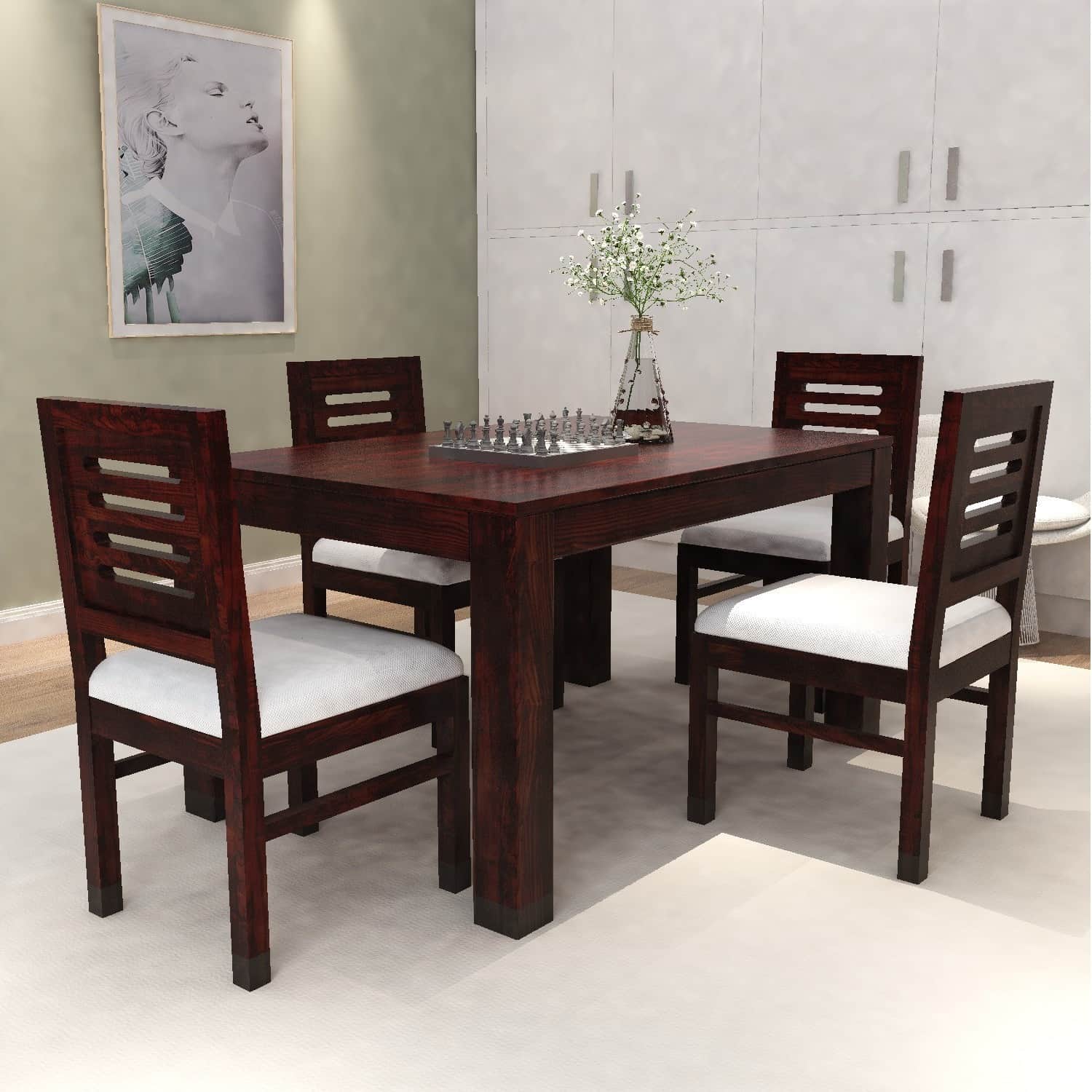 Maple Oak Finish 4 Seater Dining Table Set - photo