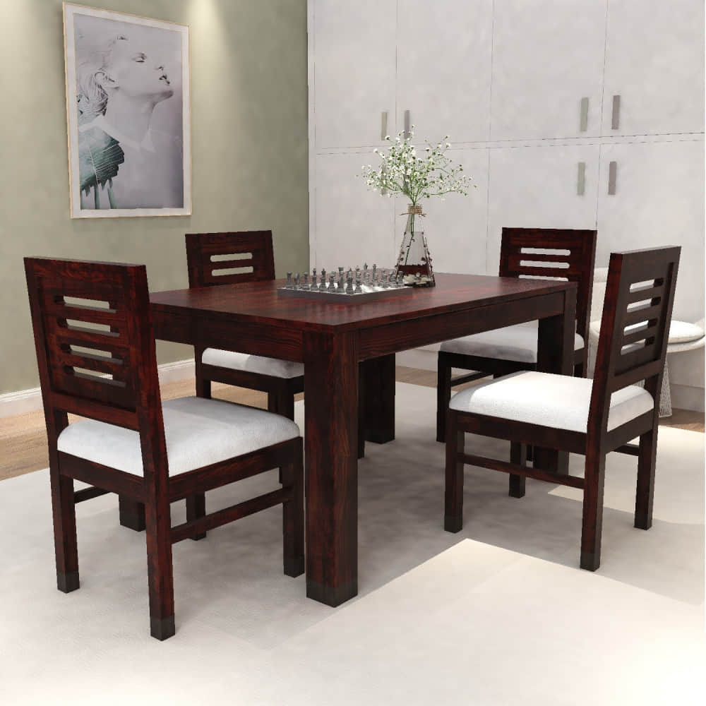 Maple Oak Finish 4 Seater Dining Table Set - photo