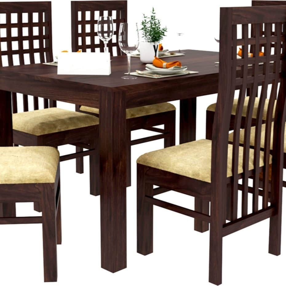 Premium 6 Seater Dining Wooden Set - front_view