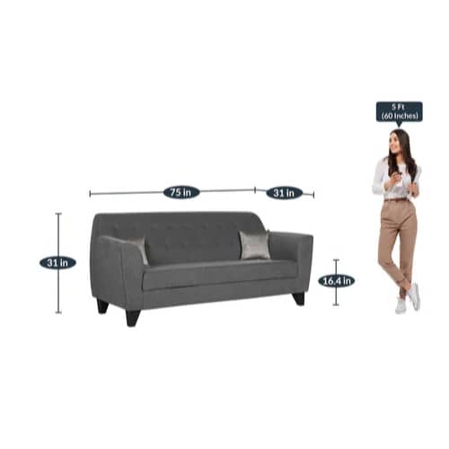 Bali 3 Seater Sofa In Grey Colour