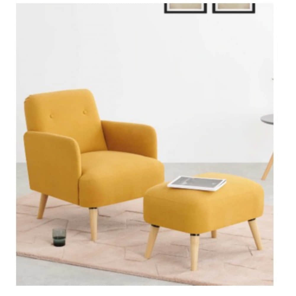 Arm Chair With Ottoman In Yellow Colour - photo