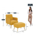 Arm Chair With Ottoman In Yellow Colour - rear_view