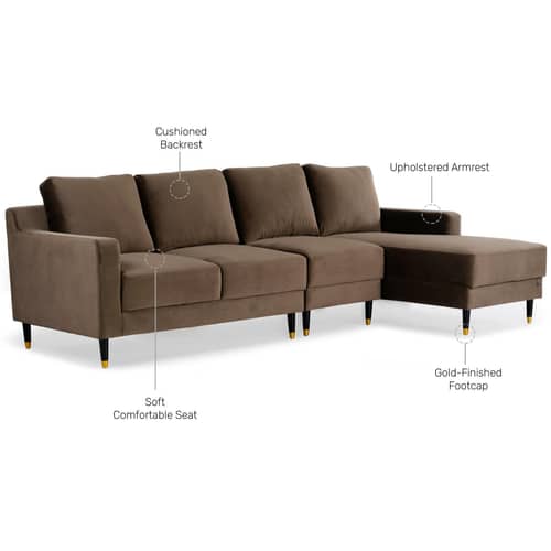 Harlow 5 Seater LHS Sectional Sofa in Coco Colour