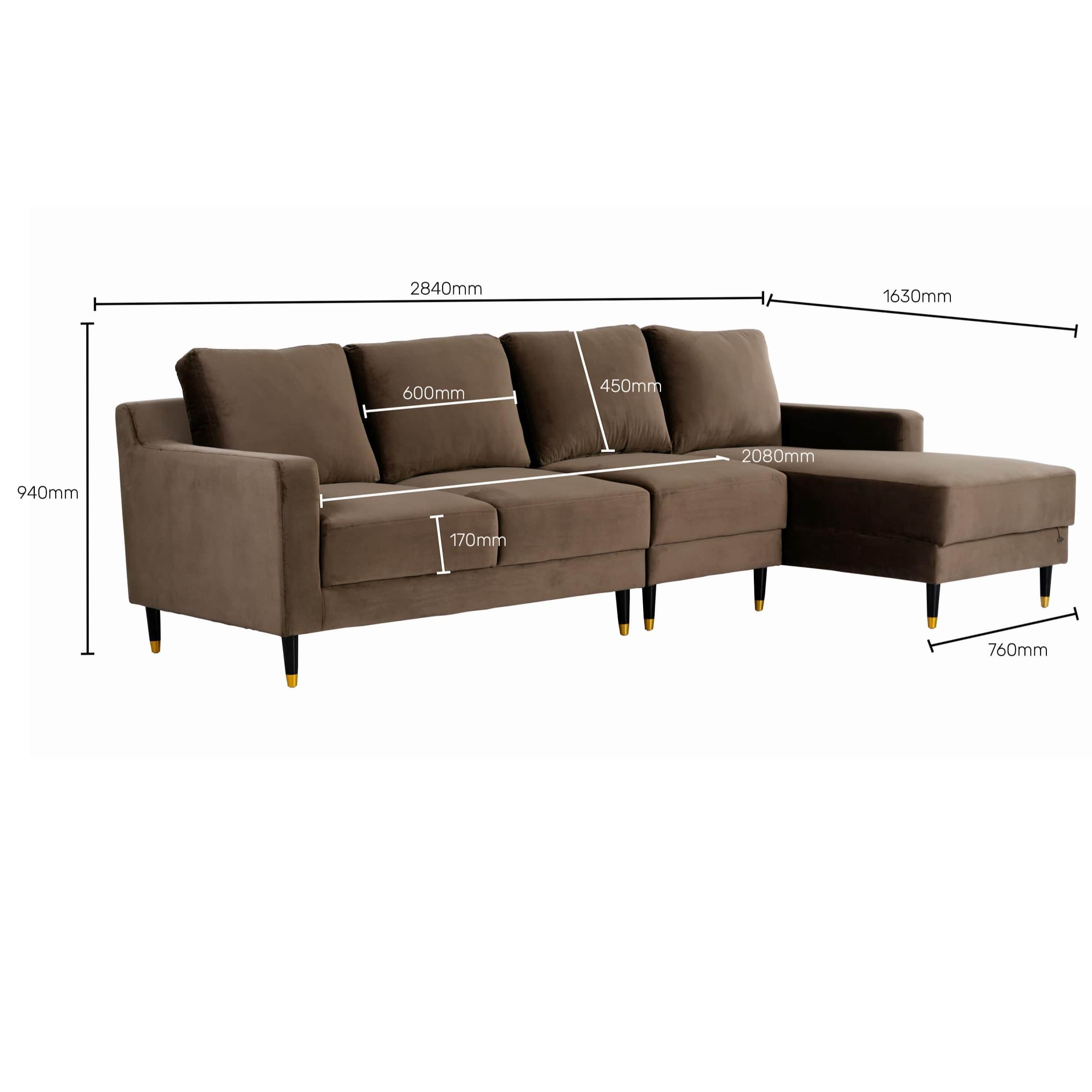 Harlow 5 Seater LHS Sectional Sofa in Coco Colour - right_view