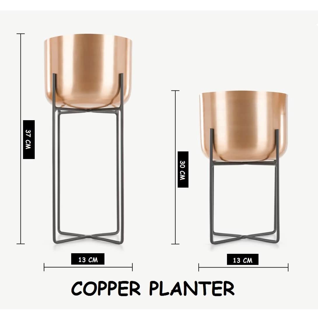 Leonardo Copper Planter Pot with Stand - rear_view