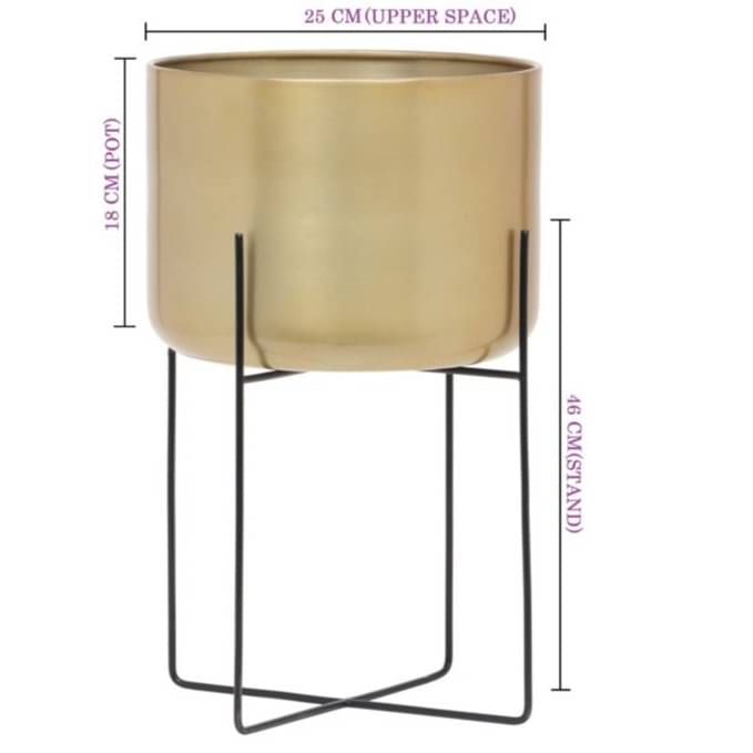 Gold Aluminium Planter Pot with Stand for Home Decor