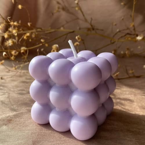 Scented Bubble Candle in Purple Color | 140GM | 6.5 * 6.5 * 6.5 cm