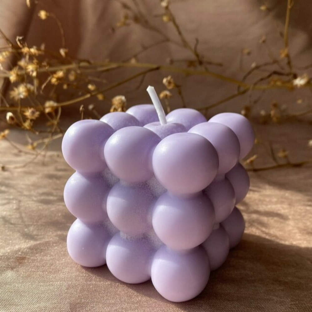 Scented Bubble Candle in Purple Color | 140GM | 6.5 * 6.5 * 6.5 cm - photo