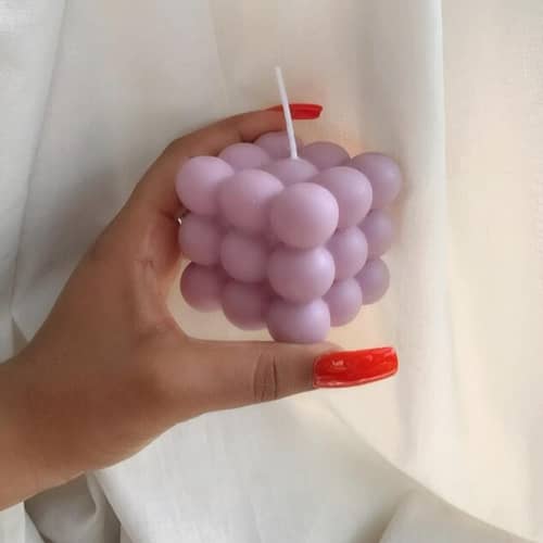 Scented Bubble Candle in Purple Color | 140GM | 6.5 * 6.5 * 6.5 cm