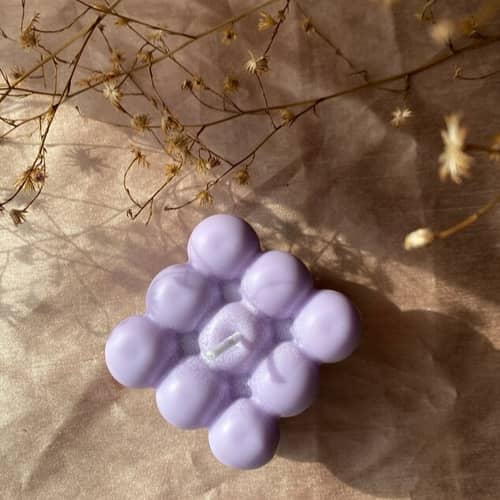 Scented Bubble Candle in Purple Color | 140GM | 6.5 * 6.5 * 6.5 cm