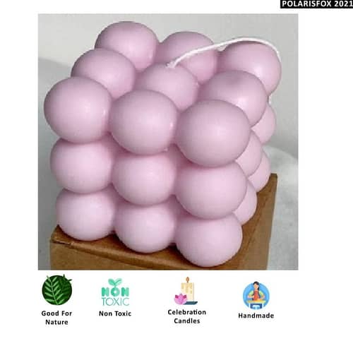 Scented Bubble Candle in Purple Color | 140GM | 6.5 * 6.5 * 6.5 cm