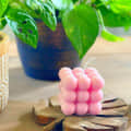 Scented Bubble Candle in Pink Color - front_view