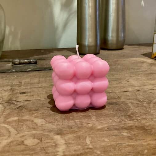 Scented Bubble Candle in Pink Color - top_view