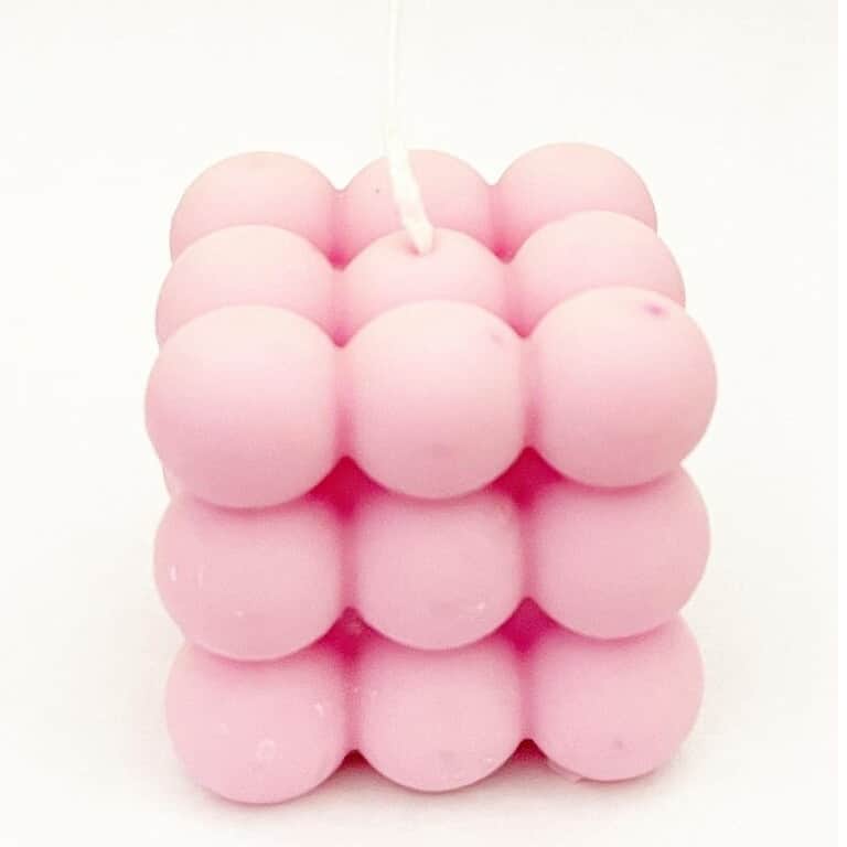 Scented Bubble Candle in Pink Color - right_view
