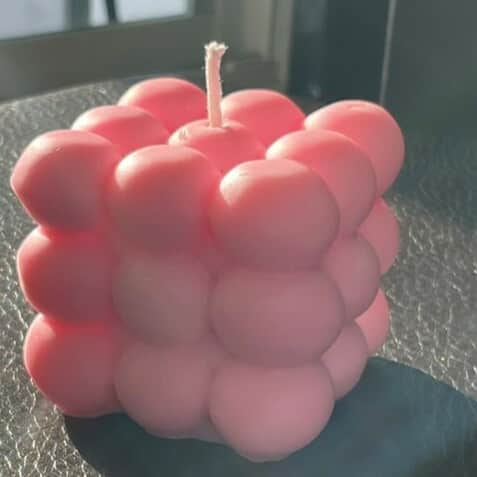 Scented Bubble Candle in Pink Color - bottom_view