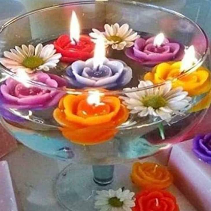 Home Decor Floating Multicolor Candles | Set of 6 |
