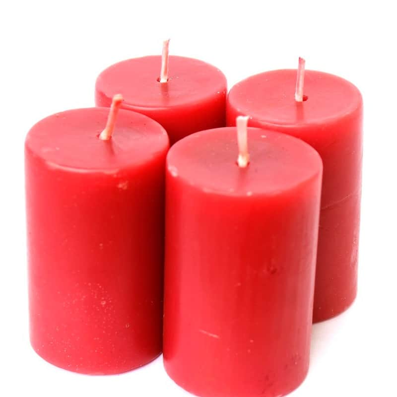 Soy Wax Red Pillars Candles | Set of 4 | - front_view