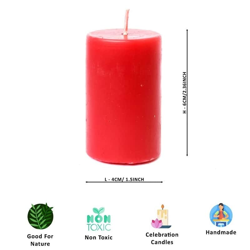 Soy Wax Red Pillars Candles | Set of 4 | - right_view