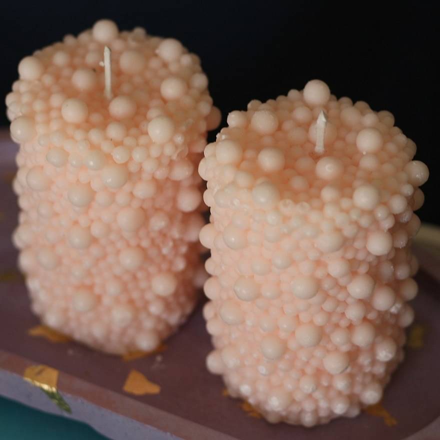 Handmade Scented Soya Wax Bubble Pillar Candle |
