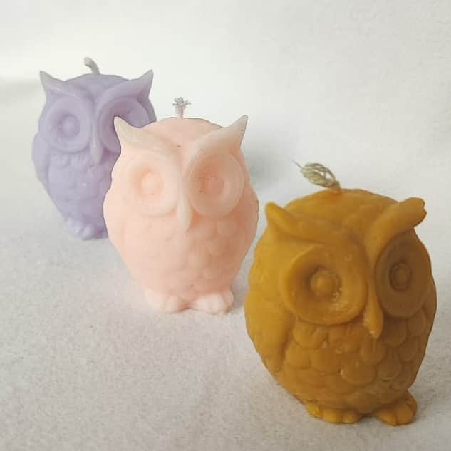 Handmade Scented SOYA Wax Owl Candle | Set of 3 Candle | - front_view