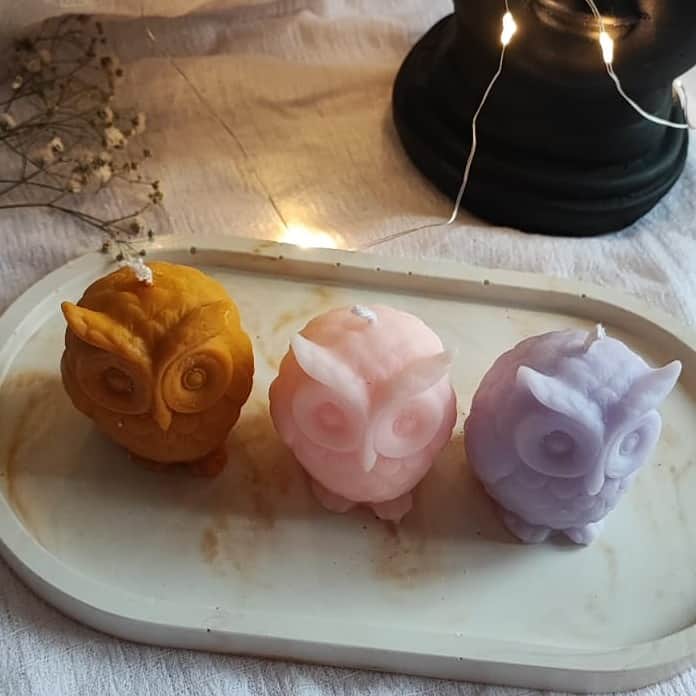 Handmade Scented SOYA Wax Owl Candle | Set of 3 Candle | - top_view