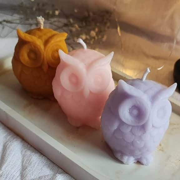 Handmade Scented SOYA Wax Owl Candle | Set of 3 Candle | - left_view
