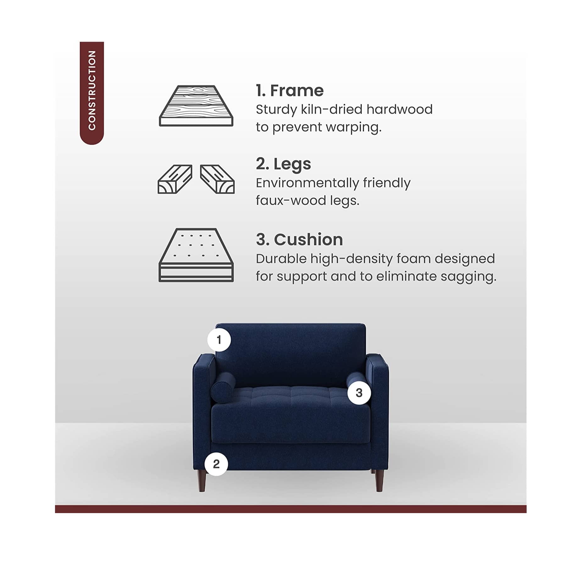 Arm Chair With Cushion (Blue)