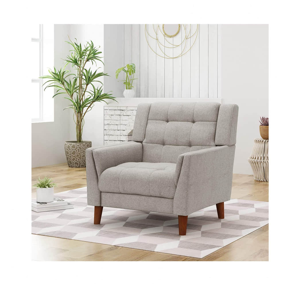 Modern Fabric Arm Chair (Grey) - photo