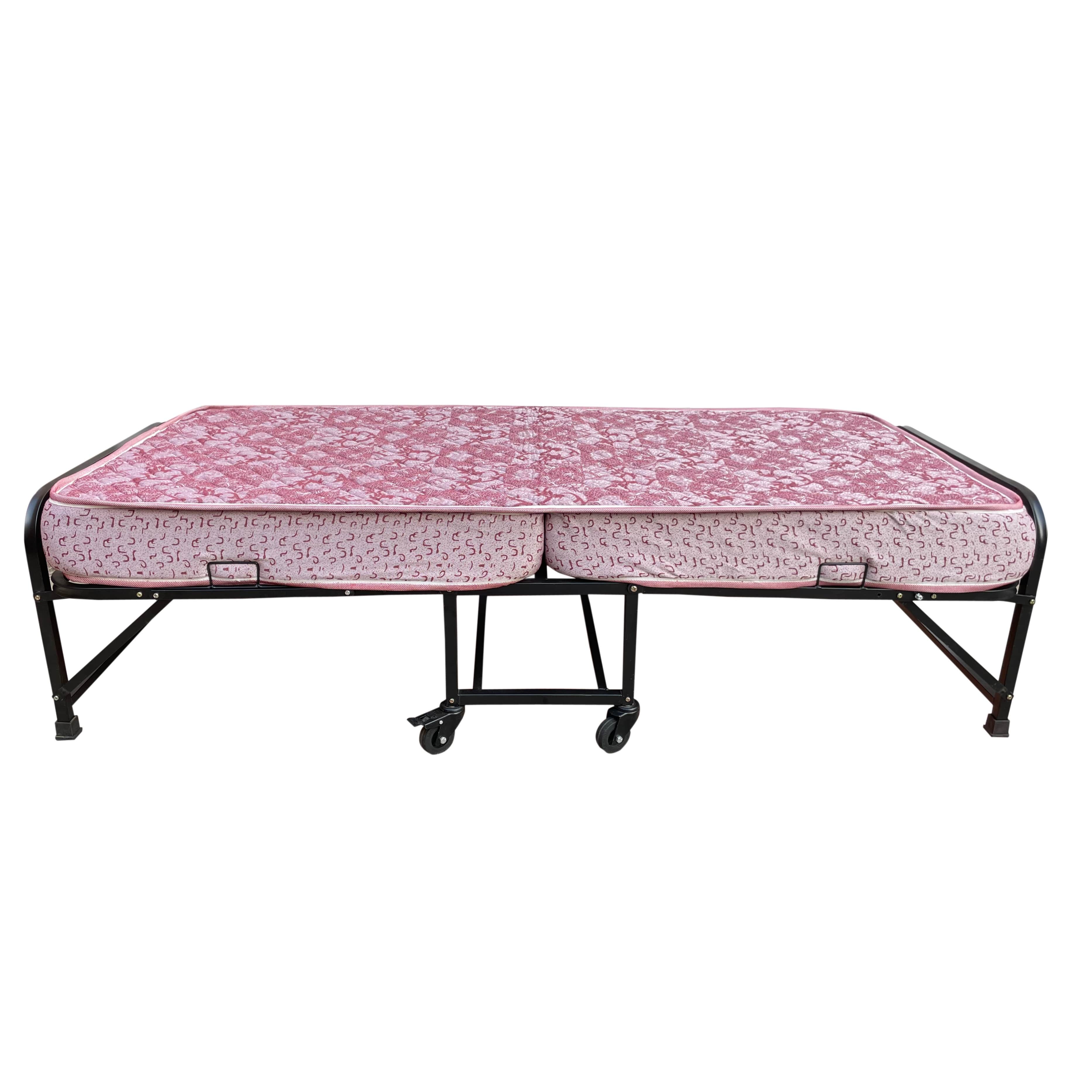 Palmen Morpho Metal Rollaway Single Folding Bed with Mattress - front_view