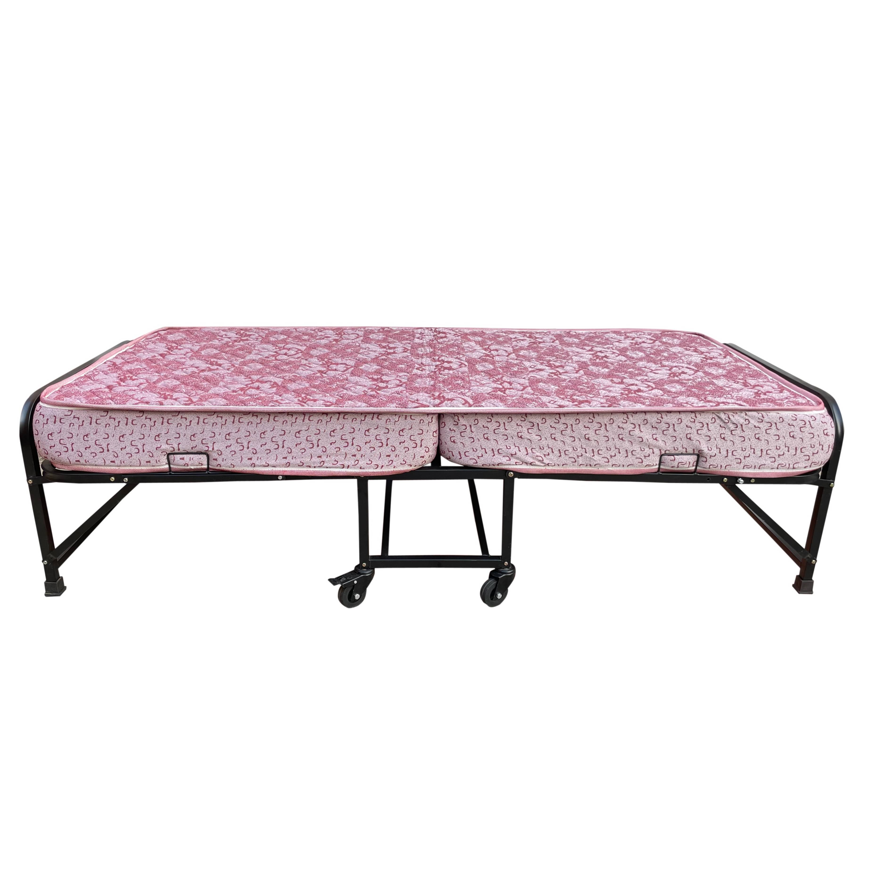 Palmen Morpho Metal Rollaway Single Folding Bed with Mattress