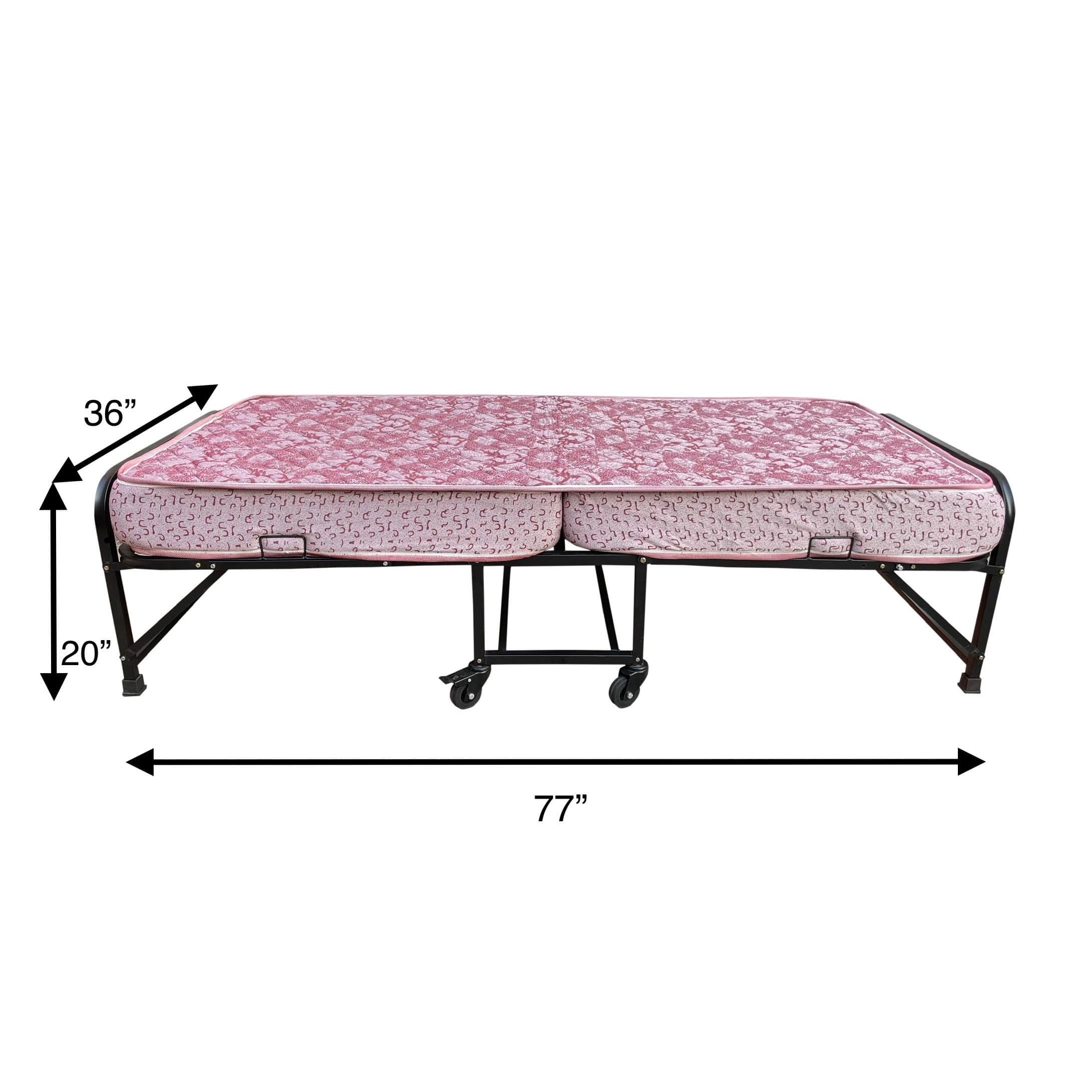 Palmen Morpho Metal Rollaway Single Folding Bed with Mattress - top_view