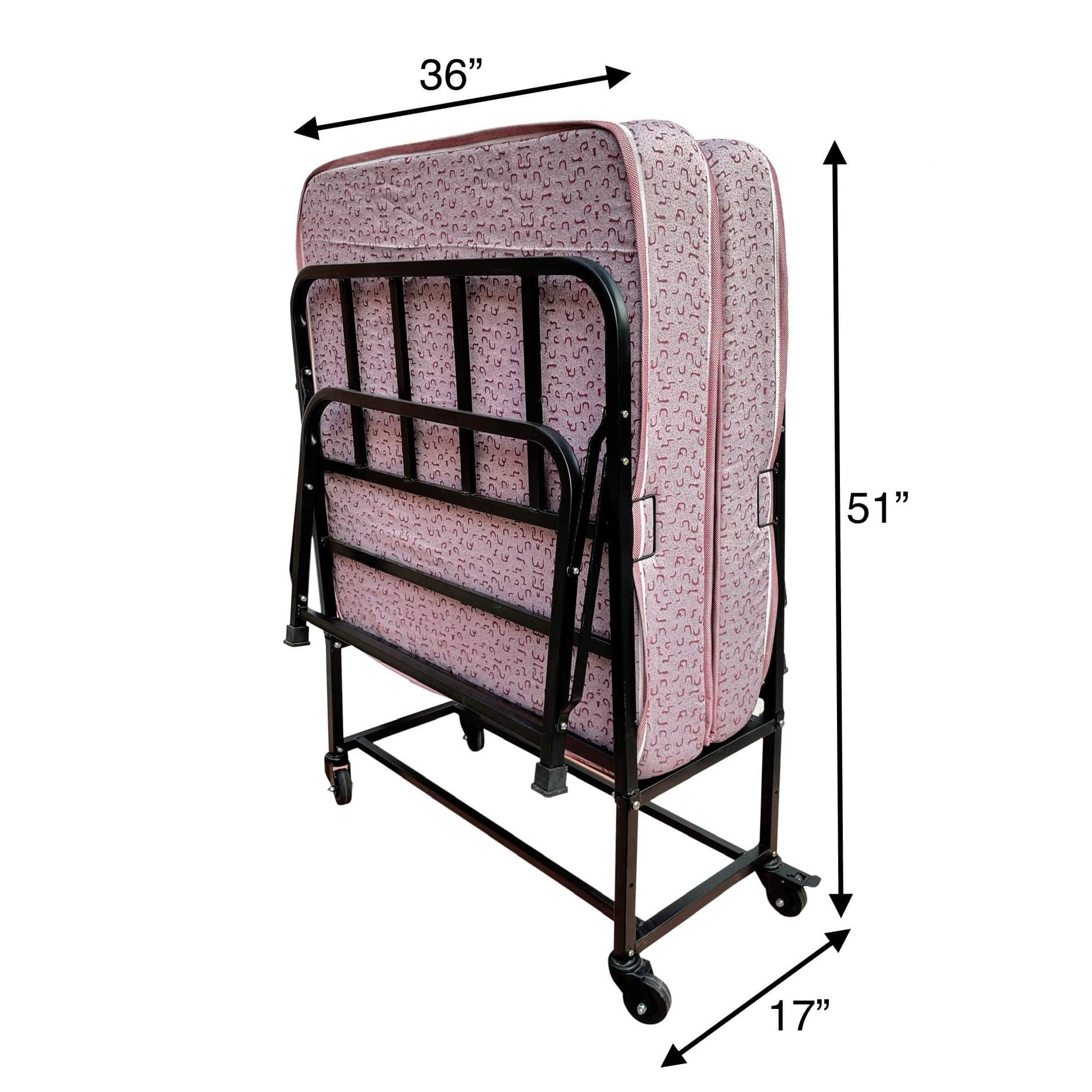 Palmen Morpho Metal Rollaway Single Folding Bed with Mattress - rear_view