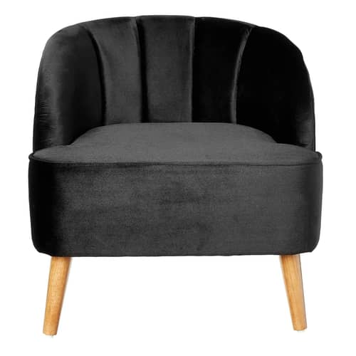 Modern Velvet Club Chair, Black