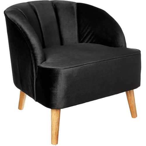 Modern Velvet Club Chair, Black