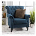 Dark Blue Fabric Tufted Chair - photo