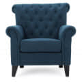 Dark Blue Fabric Tufted Chair - front_view