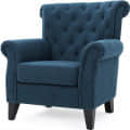 Dark Blue Fabric Tufted Chair - top_view