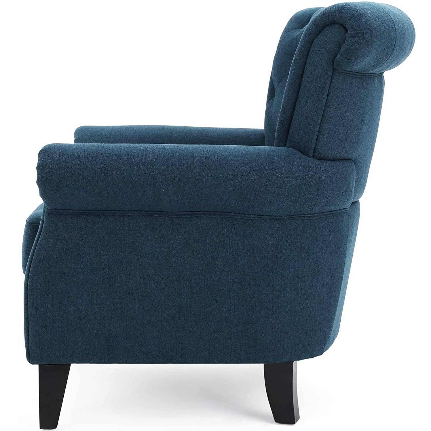 Dark Blue Fabric Tufted Chair