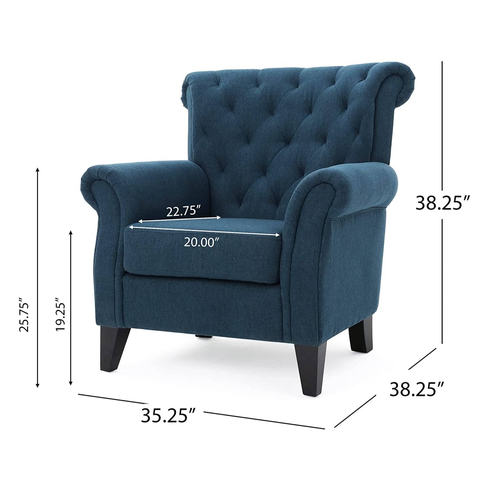 Dark Blue Fabric Tufted Chair