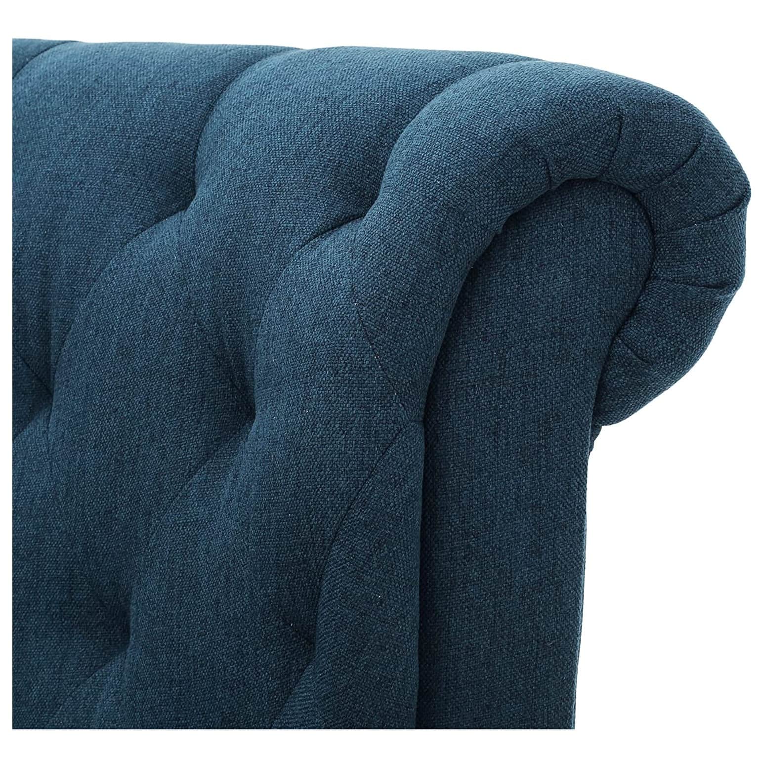 Dark Blue Fabric Tufted Chair - bottom_view