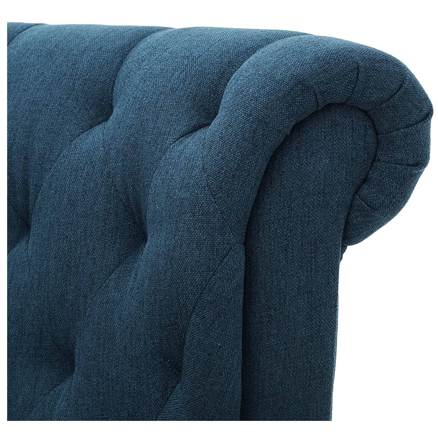 Dark Blue Fabric Tufted Chair
