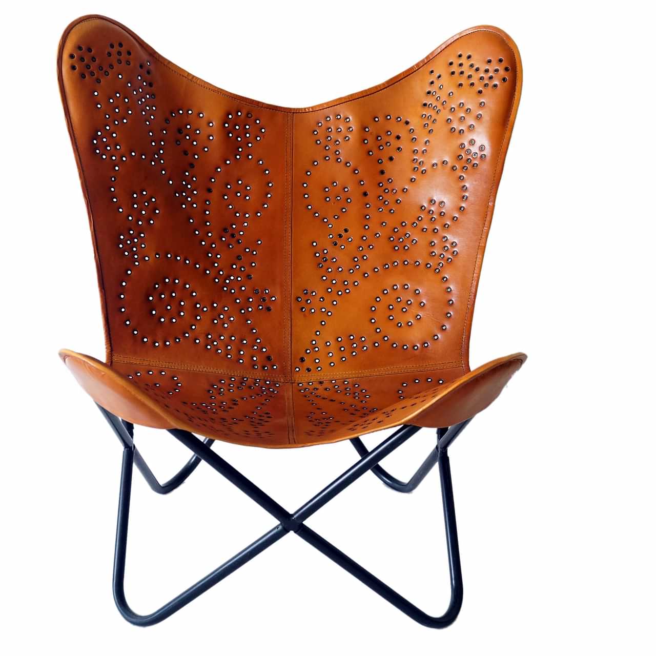 Brown Coloured Genuine Leather Butterfly Chair - photo