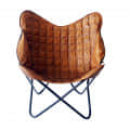 Stylish Leather Butterfly Chair with Iron Stand - photo