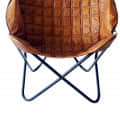 Stylish Leather Butterfly Chair with Iron Stand - left_view