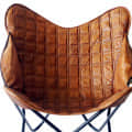 Stylish Leather Butterfly Chair with Iron Stand - right_view