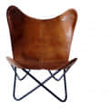 Stylish Butterfly Leather Chair With Iron Stand - photo