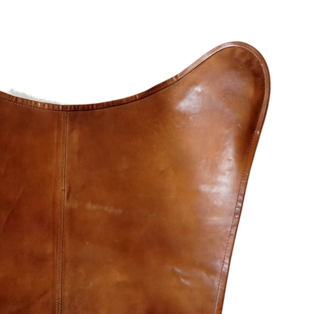 Stylish Butterfly Leather Chair With Iron Stand - front_view