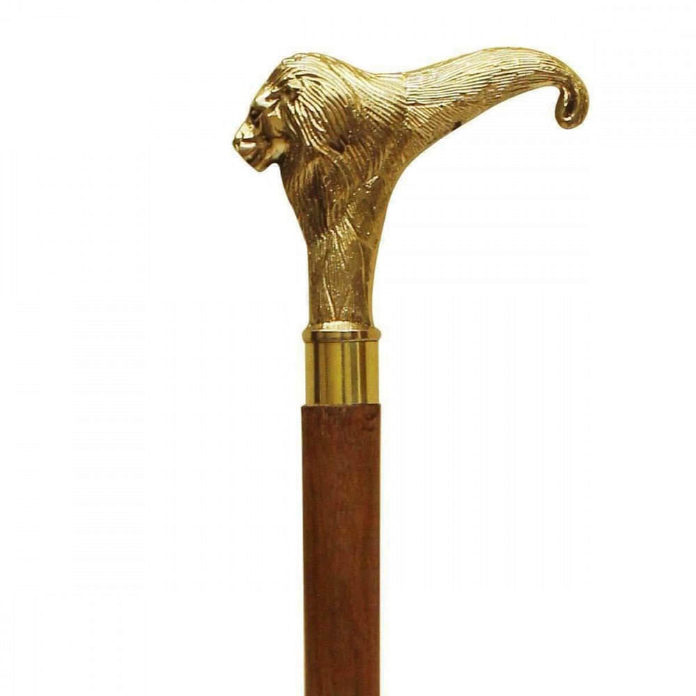 Antique Walking Sticks 36 inches with Lion Brass Handle - photo