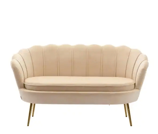 Modern Velvet Upholstered Arm Loveseat Sofa